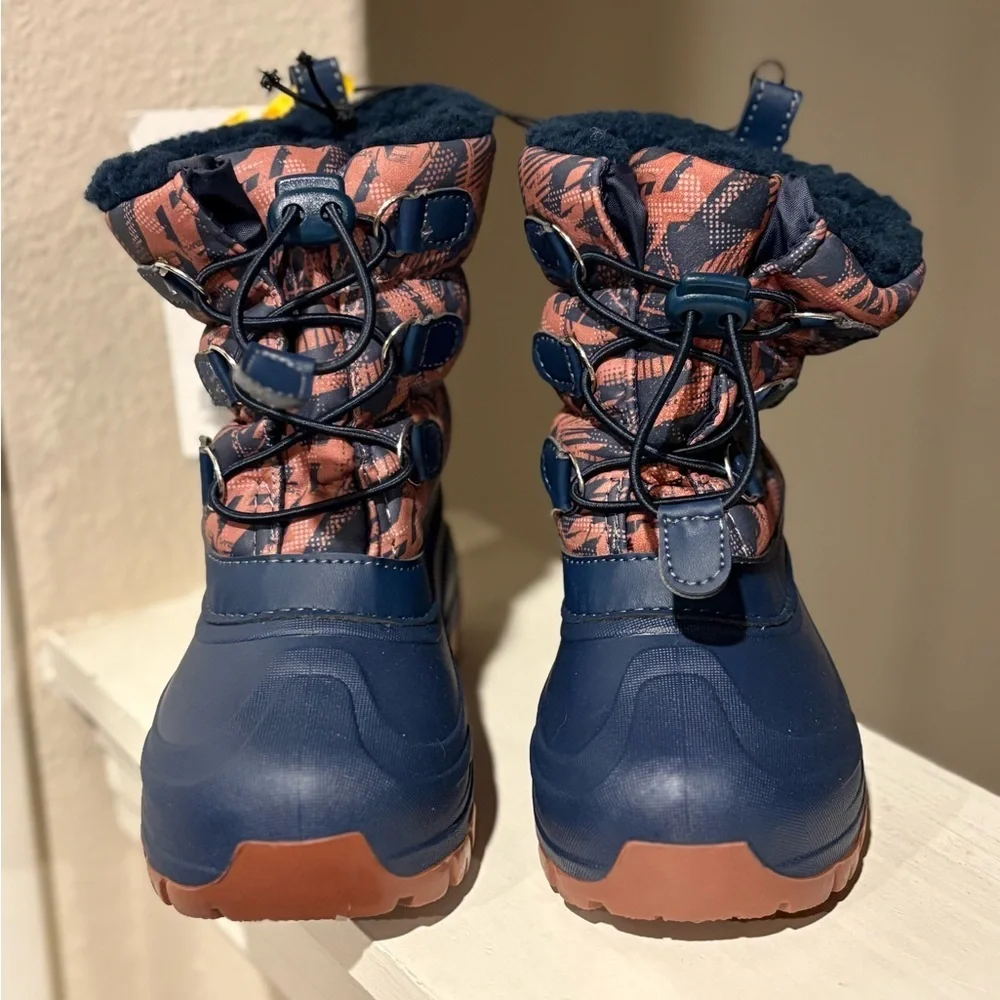 NWT Member's Mark Kids' Snow Rain Winter Boots -10 Cold Rating Blue/Orange 11/12